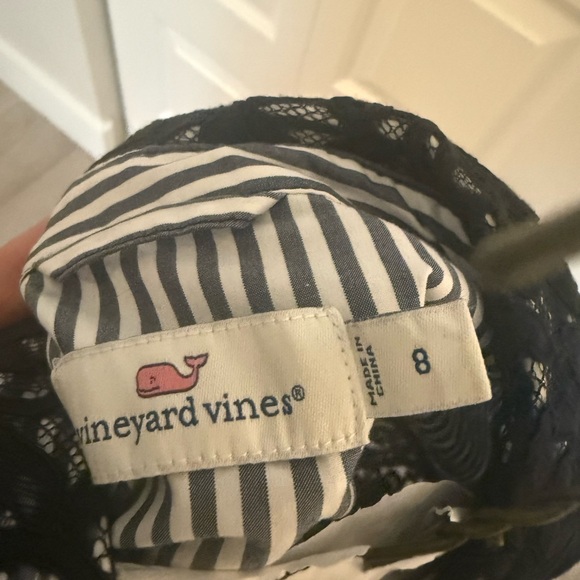 Vineyard Vines Black Lace Full Sleeve Dress with Belt. - Picture 5 of 5